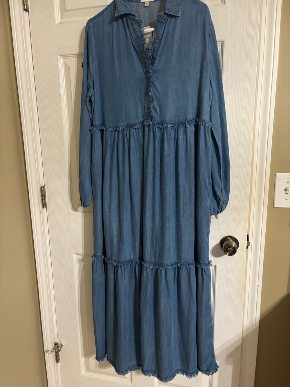 NWT Belk - Tiered Long Sleeve Denim Maxi Dress (Sz Medium but runs a little big)